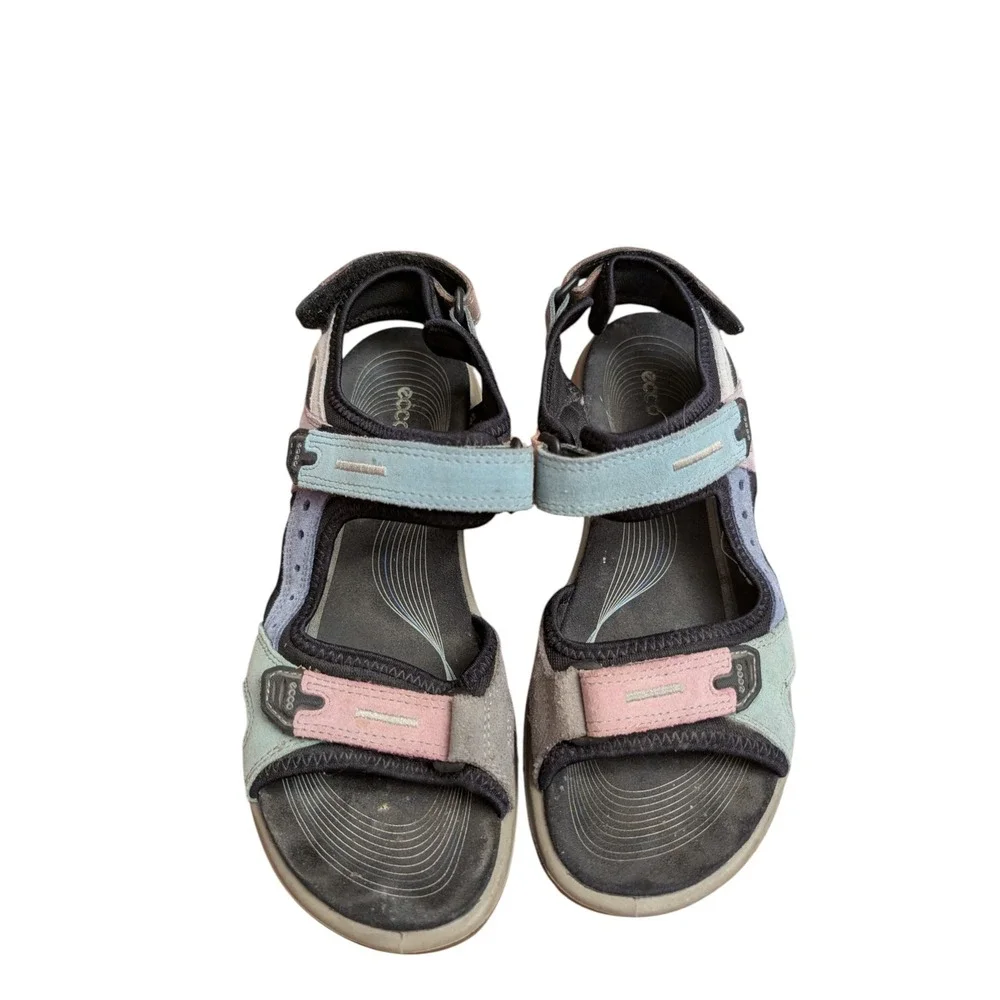 ECCO Yucatan Womens Sandals Multi Color Pastel Suede Hiking Walking Strappy 40 - Picture 6 of 9